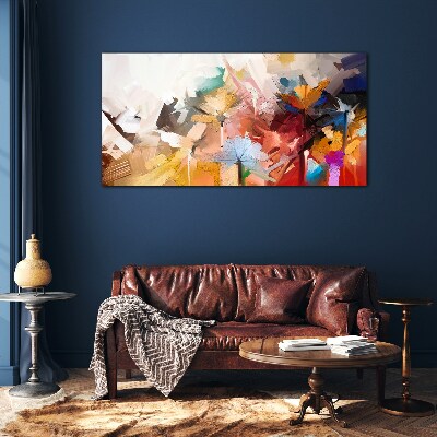 Colorful flowers in abstract style Glass Print