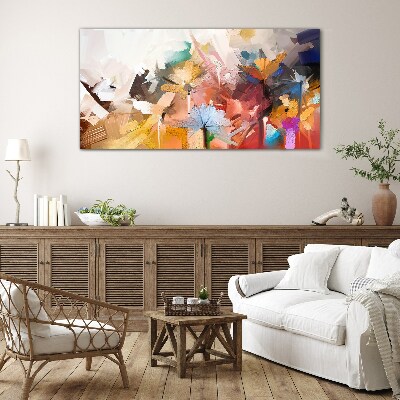 Colorful flowers in abstract style Glass Print