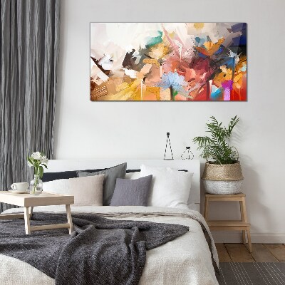 Colorful flowers in abstract style Glass Print