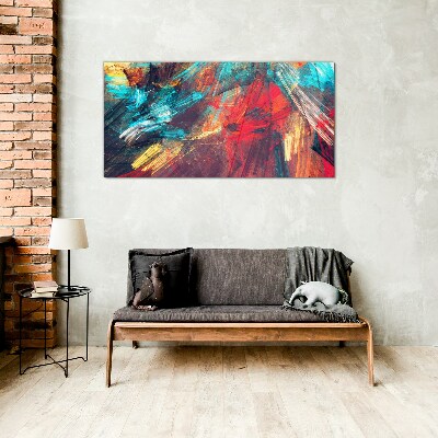 Dynamic explosion of colors Glass Print