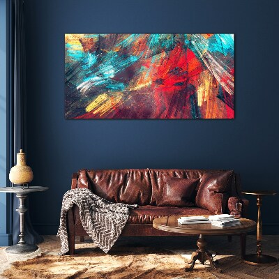 Dynamic explosion of colors Glass Print