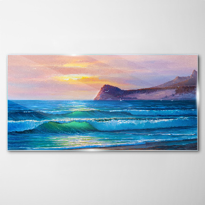 A quiet morning by the ocean Glass Print