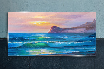 A quiet morning by the ocean Glass Print