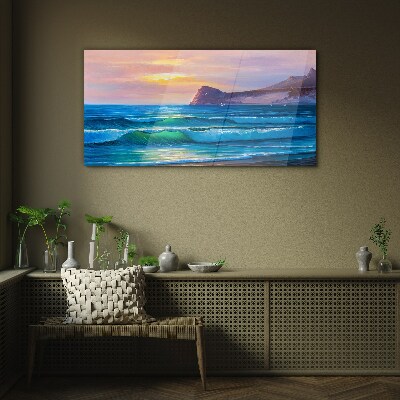A quiet morning by the ocean Glass Print