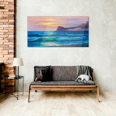 A quiet morning by the ocean Glass Print