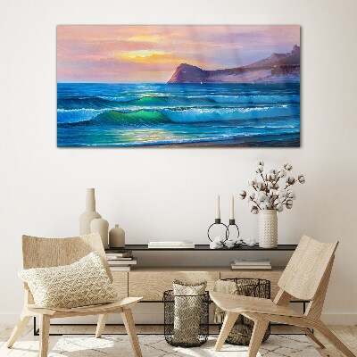 A quiet morning by the ocean Glass Print