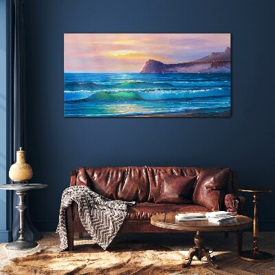 A quiet morning by the ocean Glass Print