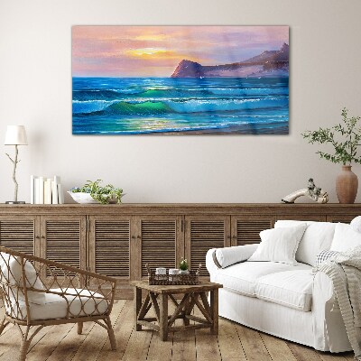 A quiet morning by the ocean Glass Print