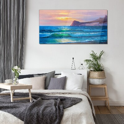 A quiet morning by the ocean Glass Print