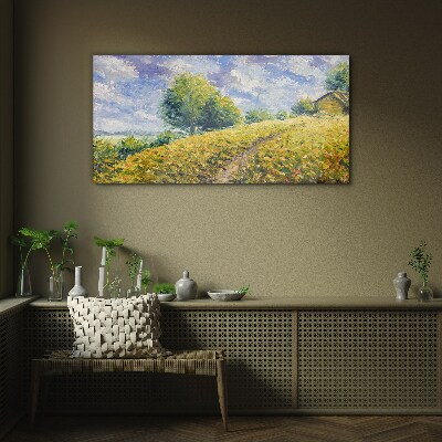 Summer field landscape Glass Print