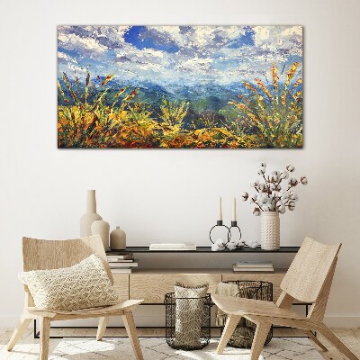 Summer mountain landscapes Glass Print