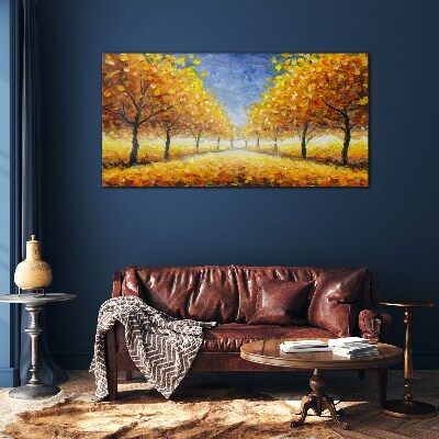 Golden avenue in autumn aura Glass Print