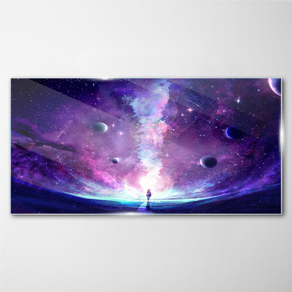 A space journey through the galaxy Glass Print
