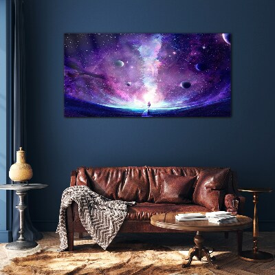 A space journey through the galaxy Glass Print