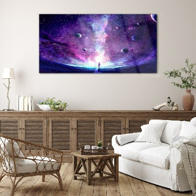 A space journey through the galaxy Glass Print