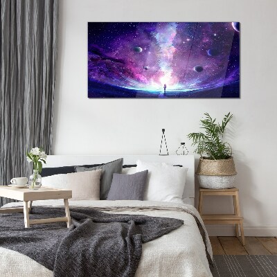 A space journey through the galaxy Glass Print