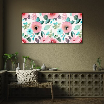 Floral pattern in delicate shades Glass Print