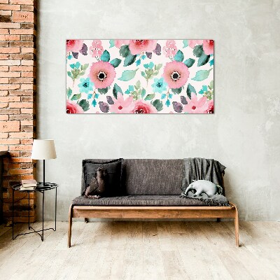 Floral pattern in delicate shades Glass Print