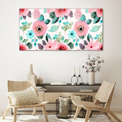 Floral pattern in delicate shades Glass Print