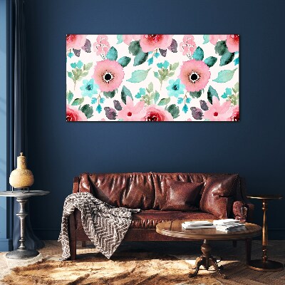 Floral pattern in delicate shades Glass Print