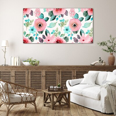 Floral pattern in delicate shades Glass Print
