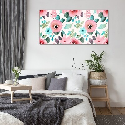 Floral pattern in delicate shades Glass Print