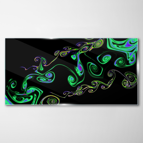 Waves of colorful spirals Glass Print