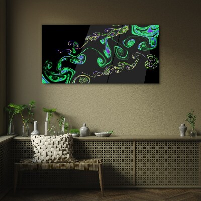 Waves of colorful spirals Glass Print