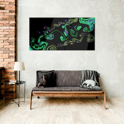 Waves of colorful spirals Glass Print