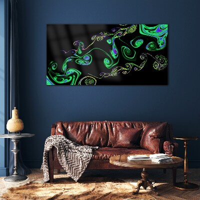 Waves of colorful spirals Glass Print