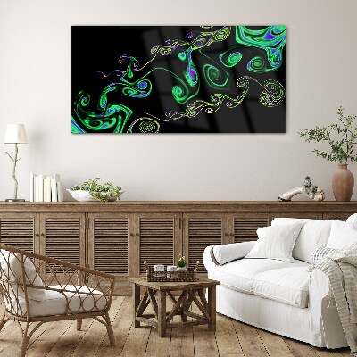 Waves of colorful spirals Glass Print