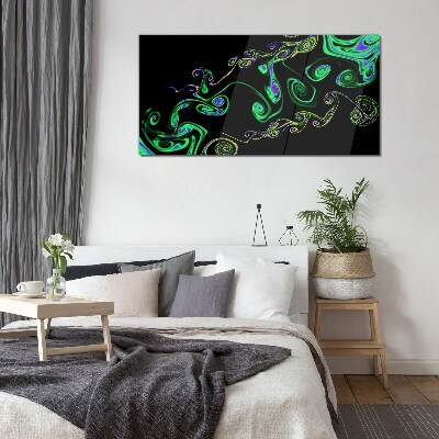 Waves of colorful spirals Glass Print