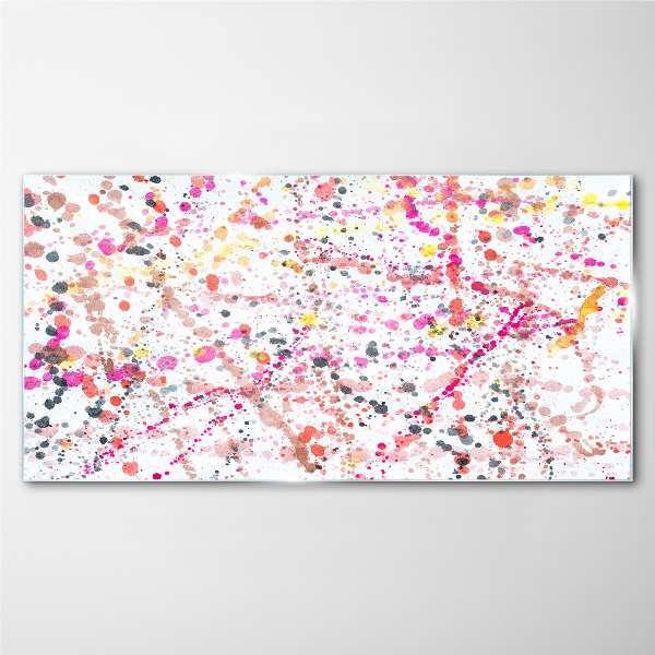 Colored spots on a white background Glass Print