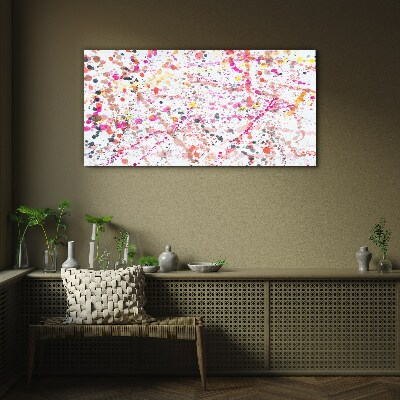 Colored spots on a white background Glass Print