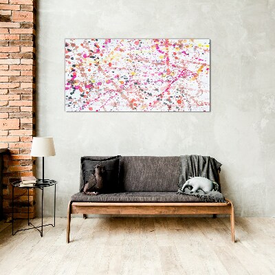 Colored spots on a white background Glass Print