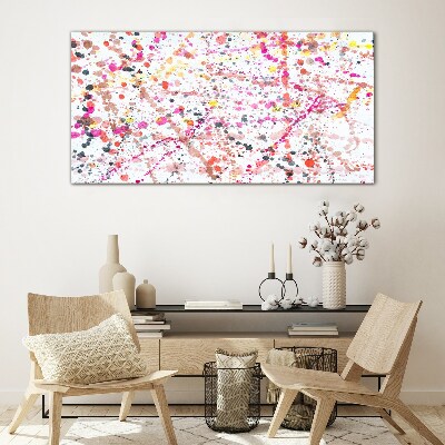 Colored spots on a white background Glass Print