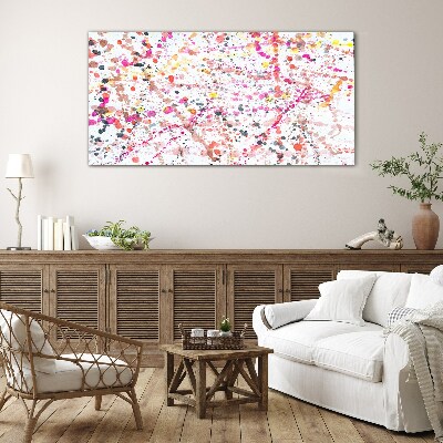 Colored spots on a white background Glass Print