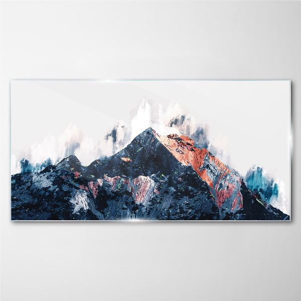 Mountain panorama in abstract form Glass Print