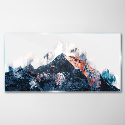 Mountain panorama in abstract form Glass Print