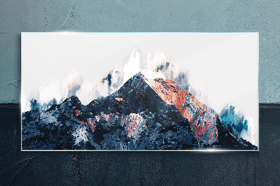 Mountain panorama in abstract form Glass Print