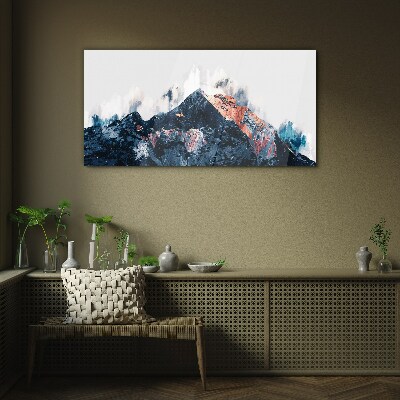 Mountain panorama in abstract form Glass Print