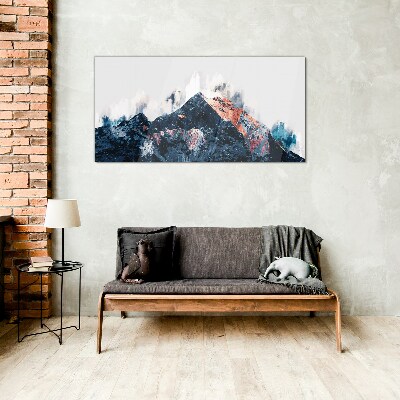 Mountain panorama in abstract form Glass Print
