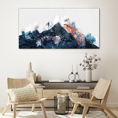 Mountain panorama in abstract form Glass Print