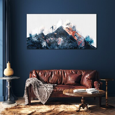 Mountain panorama in abstract form Glass Print
