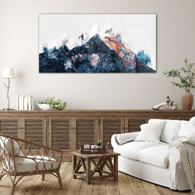 Mountain panorama in abstract form Glass Print