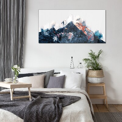 Mountain panorama in abstract form Glass Print