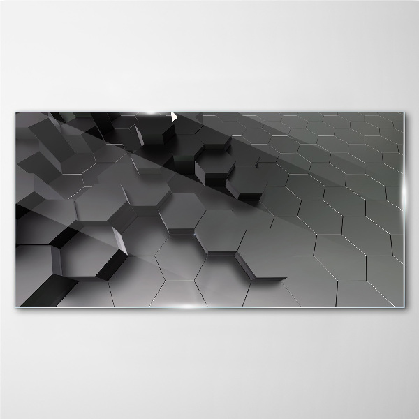 Geometric structures in shades of gray Glass Print