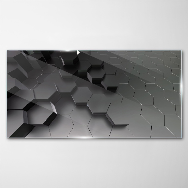 Modern hexagons Glass Print