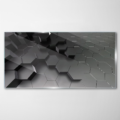 Geometric structures in shades of gray Glass Print