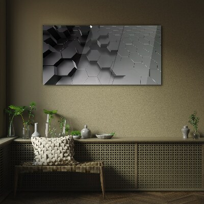Geometric structures in shades of gray Glass Print